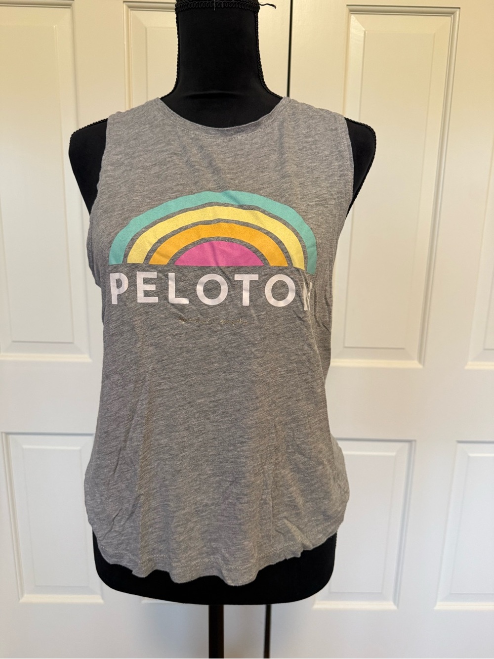 Peloton x Spiritual Gangster Gray Rainbow Graphic Muscle Tank